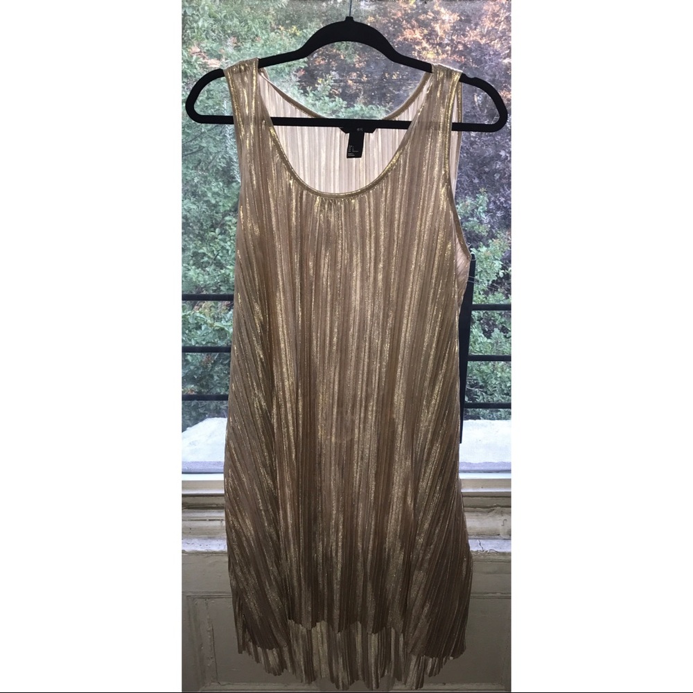 Gold pleated high low dress