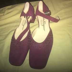 Suede Ferragamo heels