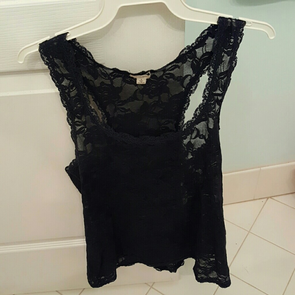 S Gilly Hicks Navy Lace Tank