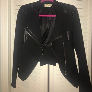Faux leather trim jacket