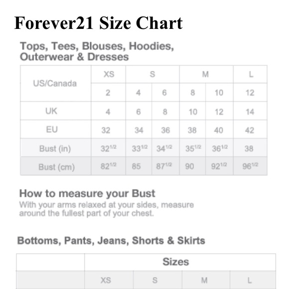 forever 21 dress size chart dolap magnetband co forever 21 size chart