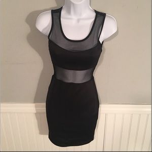 LA Hearts Black Mesh Cutout Body con Dress