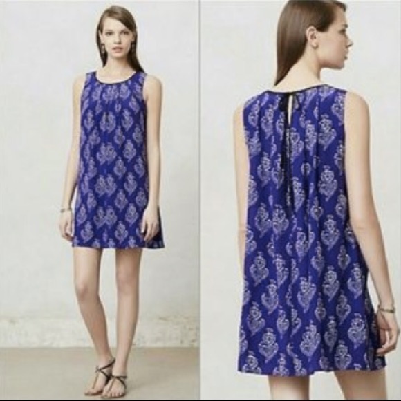 Anthro Maeve Purple Petal Stamp 100% Silk Dress Sm - Picture 2 of 6