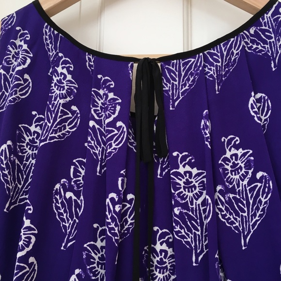 Anthro Maeve Purple Petal Stamp 100% Silk Dress Sm - Picture 4 of 6