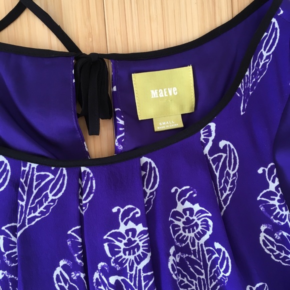 Anthro Maeve Purple Petal Stamp 100% Silk Dress Sm - Picture 5 of 6