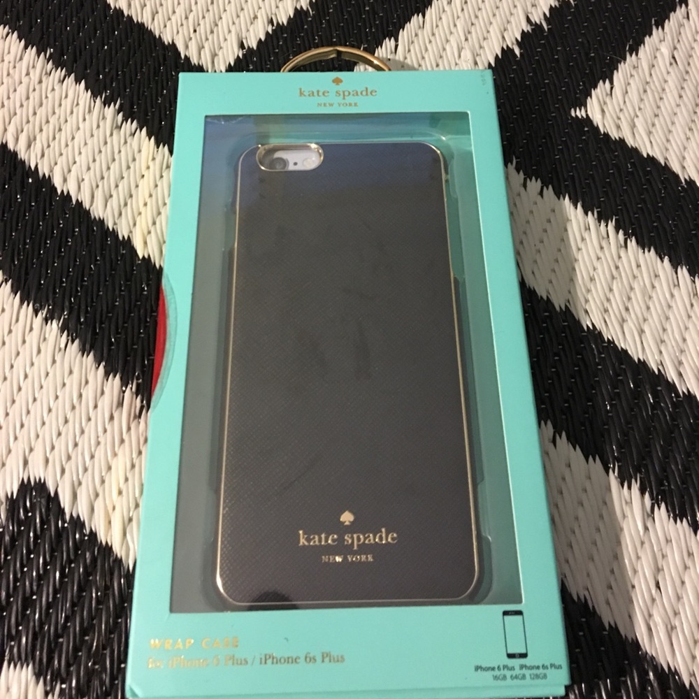 KATE SPADE ♠️ BLACK AND GOLD RIMMED 6/6s PLUS CASE