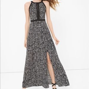 WHBM Sleeveless Printed Maxi Keyhole Wedding Slit