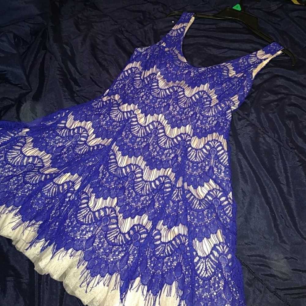 Blue and cream Dress (B. Darlin)