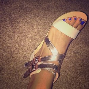 Rose gold gladiator sandal