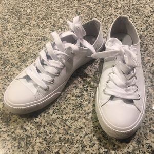bright white lace up low top sneakers