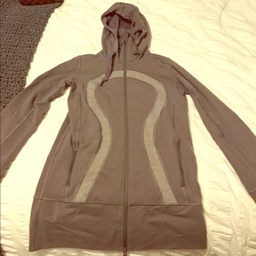Lululemon Stride Hooded Zip Up Jacket Light Gray