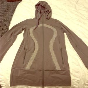 Lululemon Stride Hooded Zip Up Jacket Light Gray