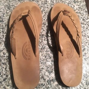 Rainbow braided flip flop sandals