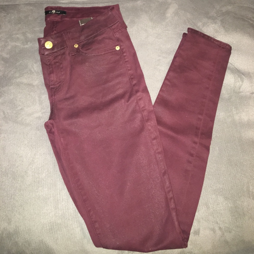 PRICE DROP! 7 for all mankind maroon waxed denim