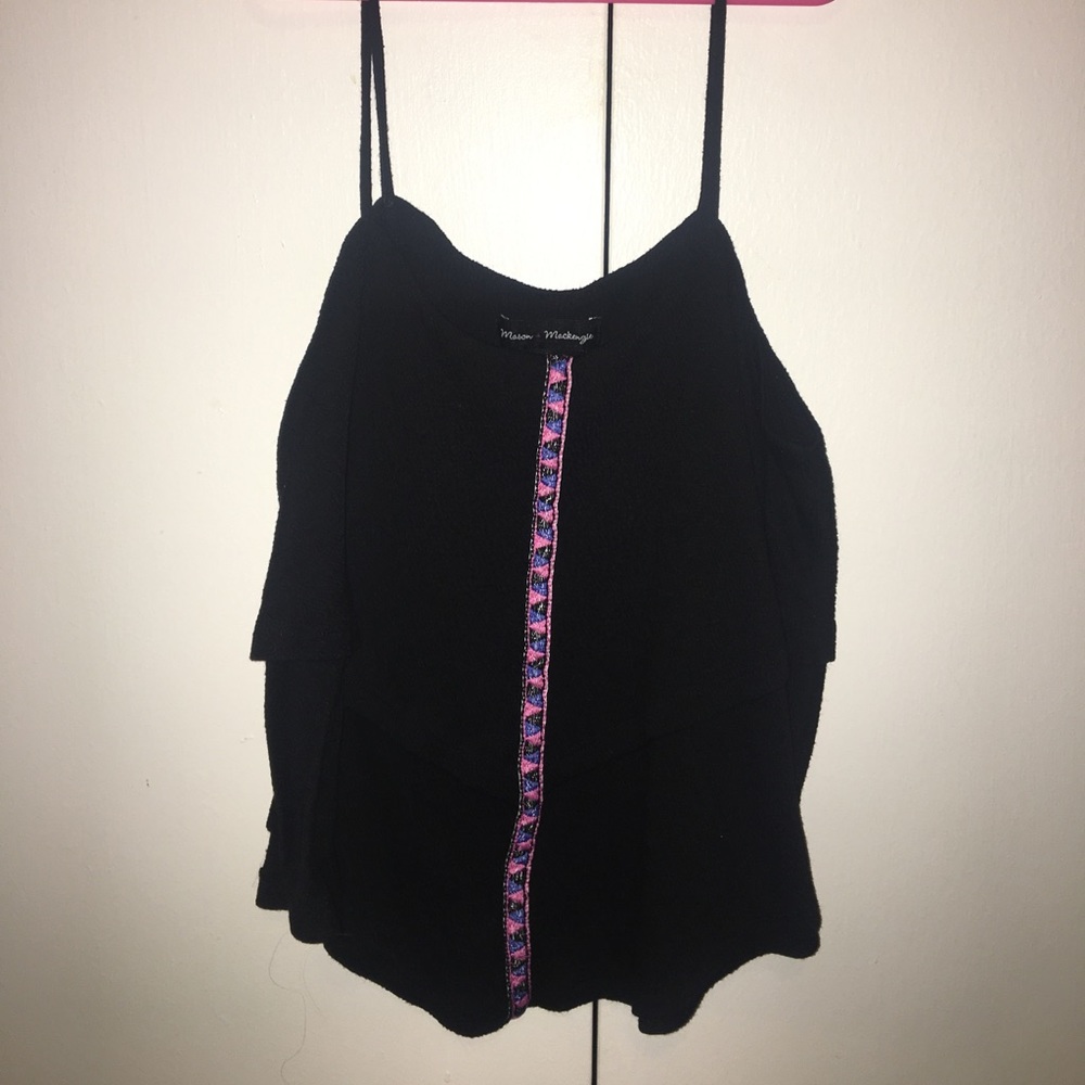 💕Juniors size medium black ruffled tank crop top