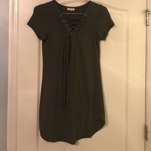 Green lace up dress NOT misguided