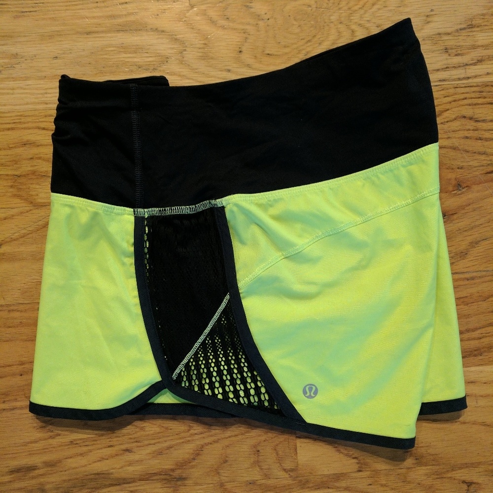 Bright neon yellow-green Lululemon shorts