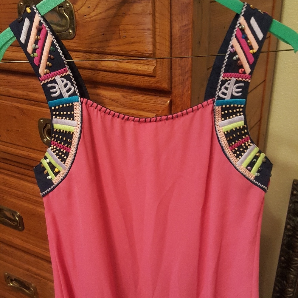 Pink Esley Beaded Strap Top Size Small