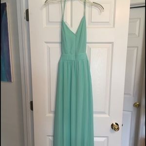 Teal backless maxi dress