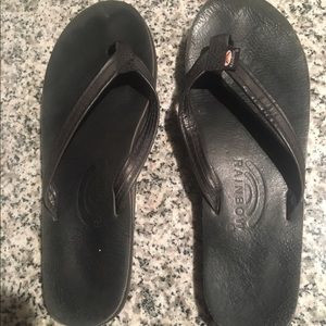 Rainbow black flip flop sandals leather