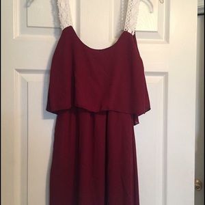Crimson dress with crochet straps