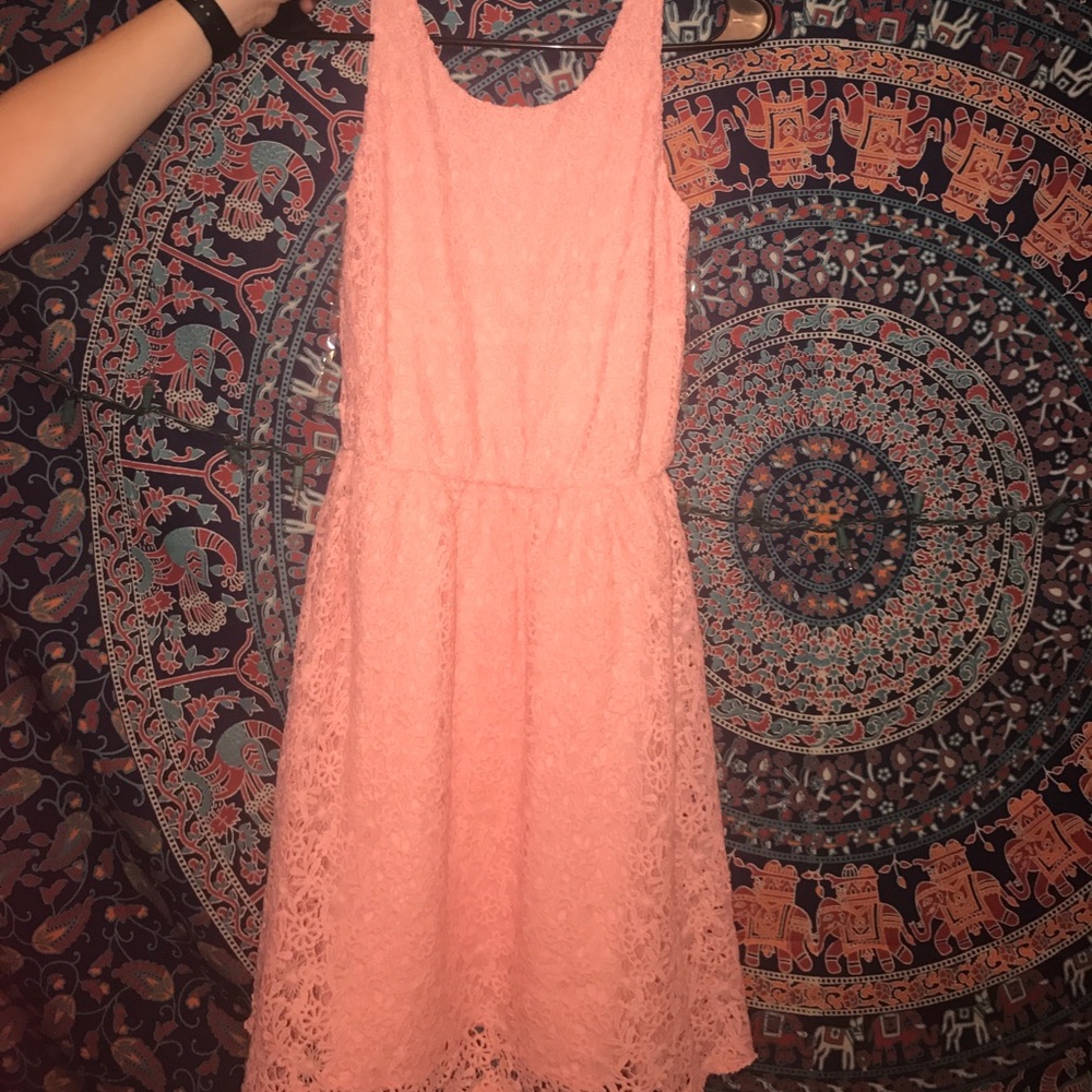 pink floral lacy dress
