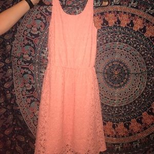 pink floral lacy dress
