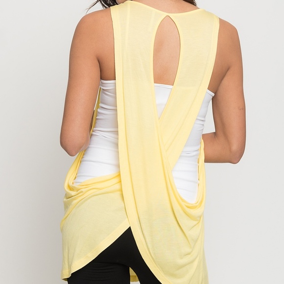Caralase Tops - NWT CARALASE yellow cross back tank