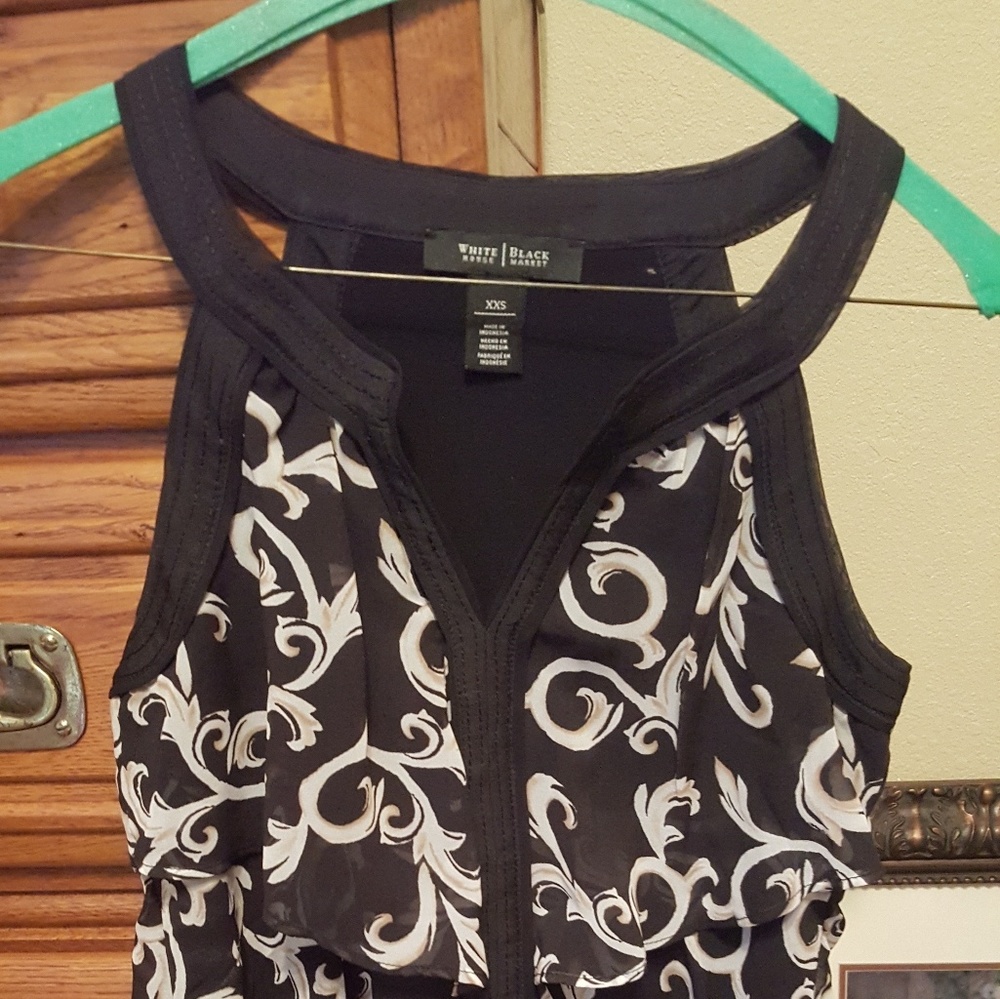 WHBM  black and tan ruffle shirt
