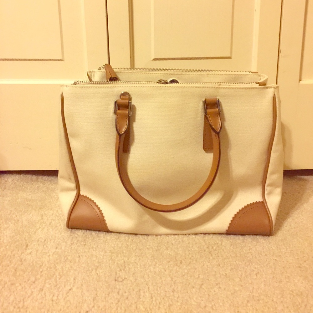 White canvas satchel