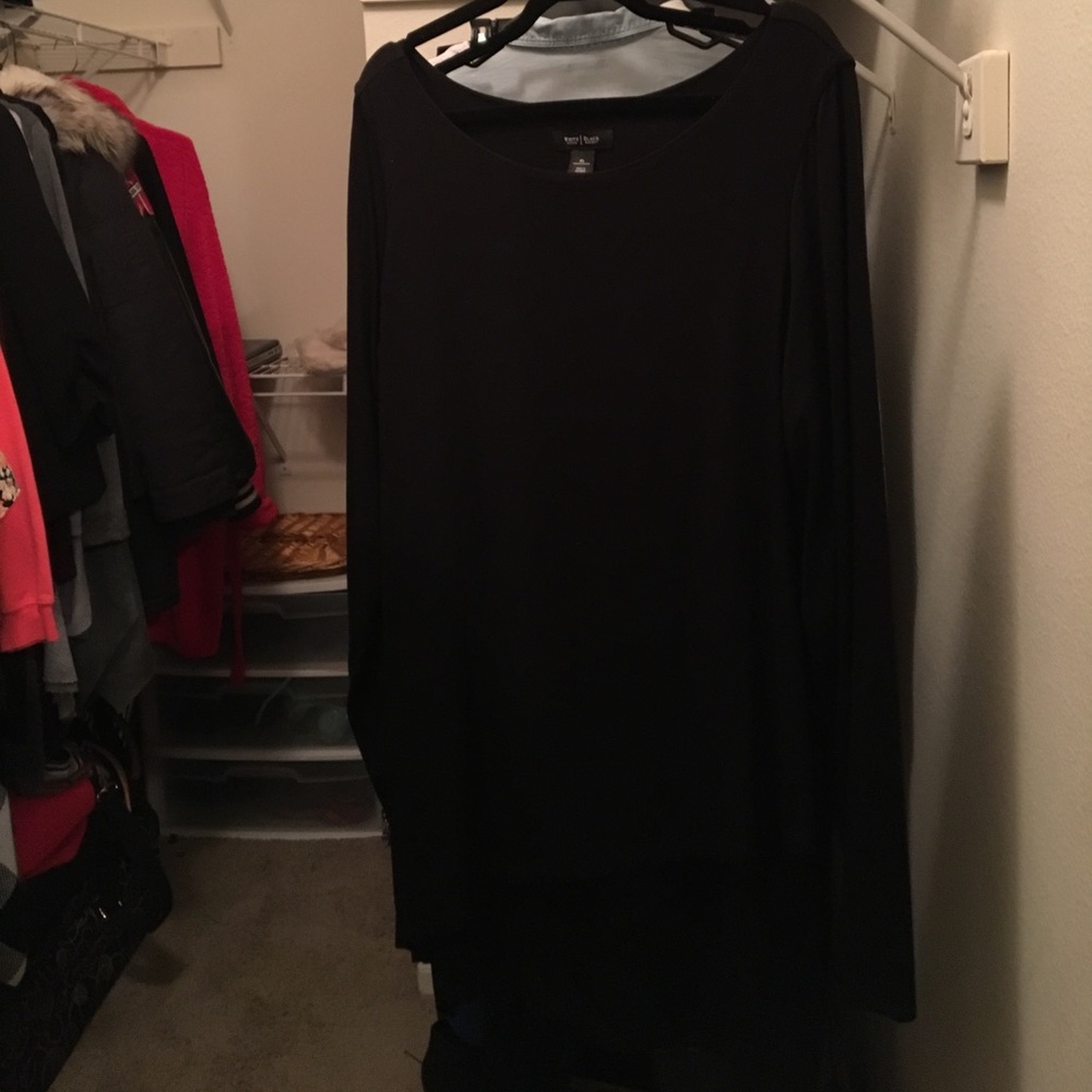 Angled Black Long Sleeve Top