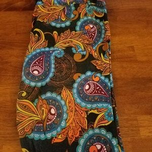 TC LuLaRoe Leggings blue and orange paisley