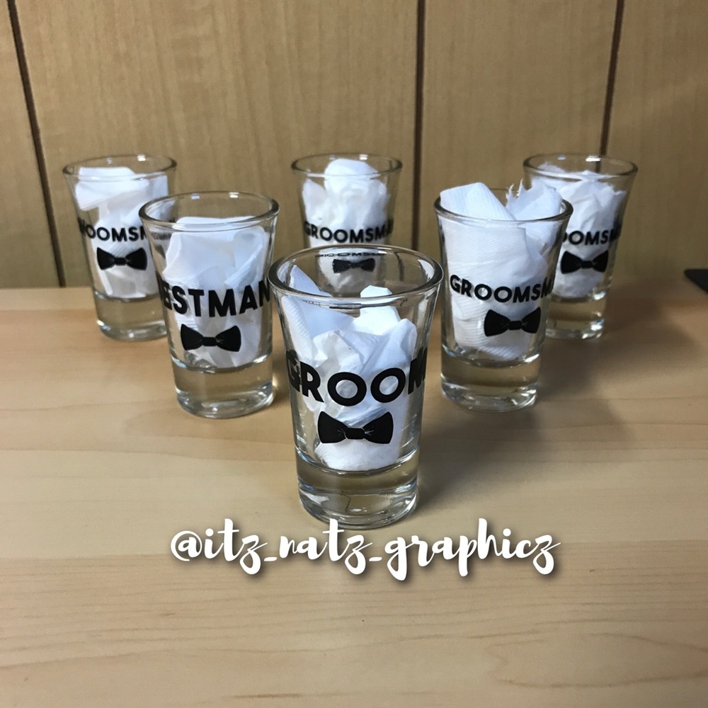 Groom Best Man Groomsman Shot Glasses