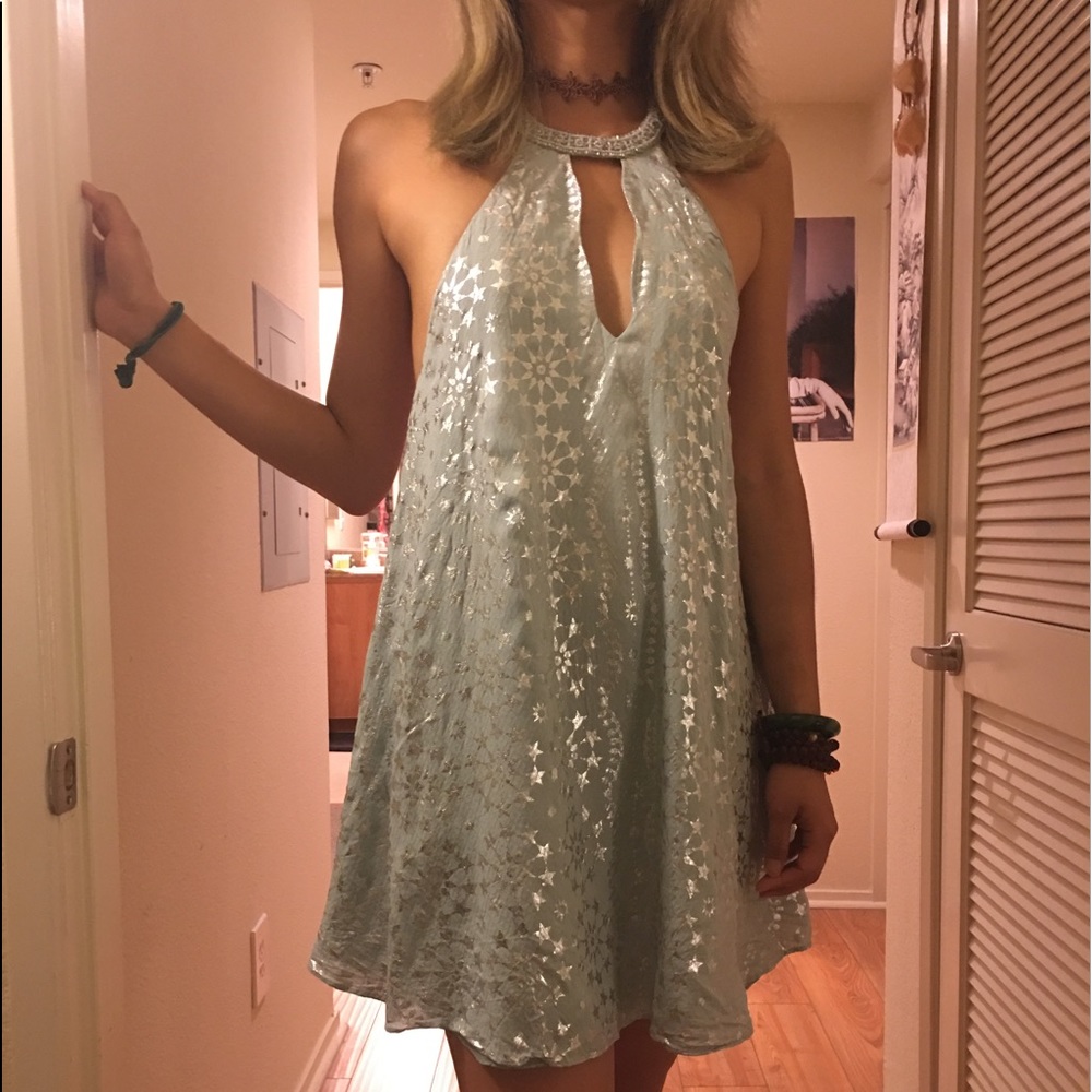 Pearl Neckline Halter Dress