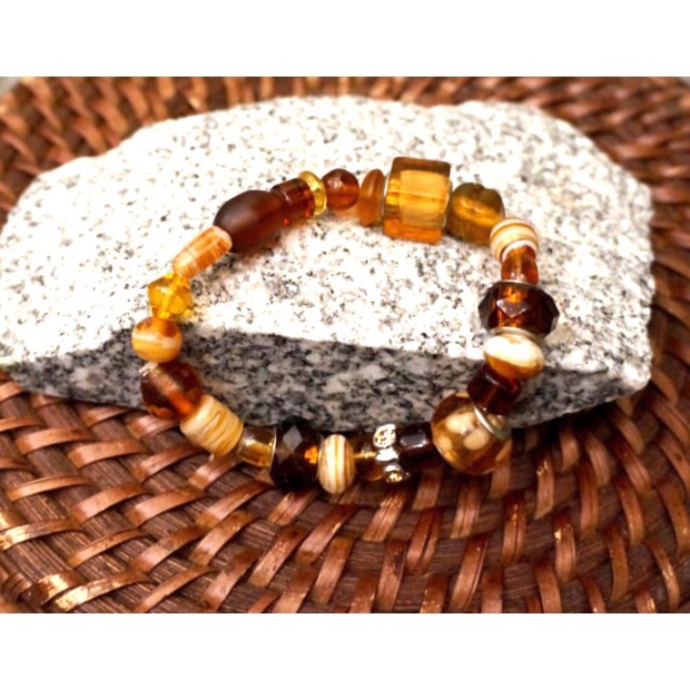 Glass and Shell Triple Stacking Bracelets - Picture 3 of 4