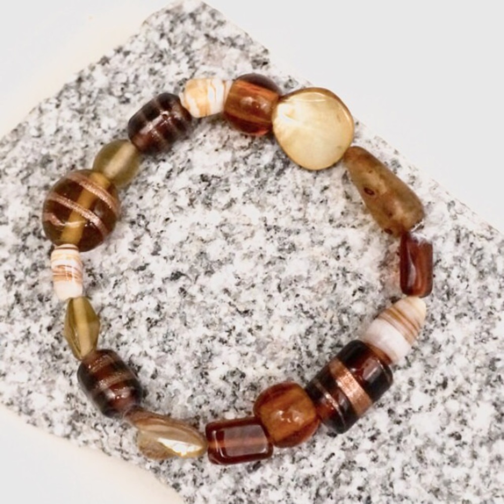 Glass and Shell Triple Stacking Bracelets - Picture 4 of 4