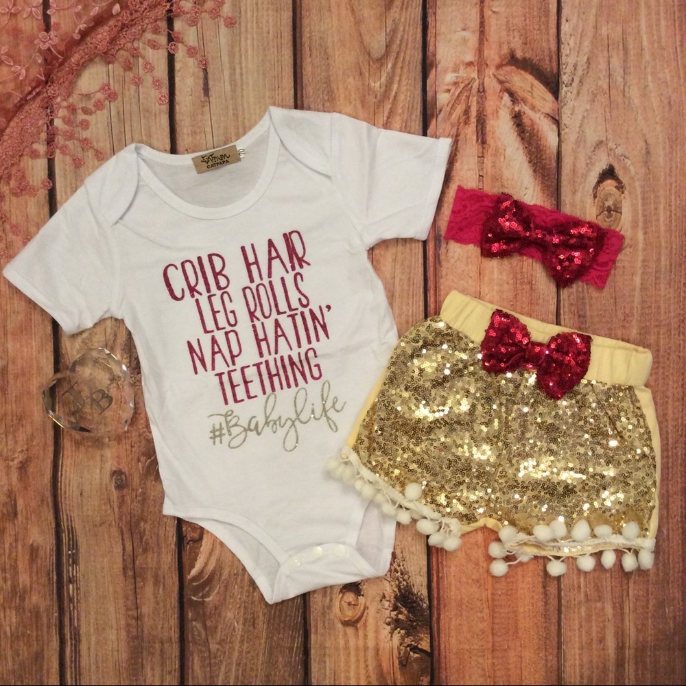 Boutique Baby Girl #babylife 3pc Sparkle Outfit