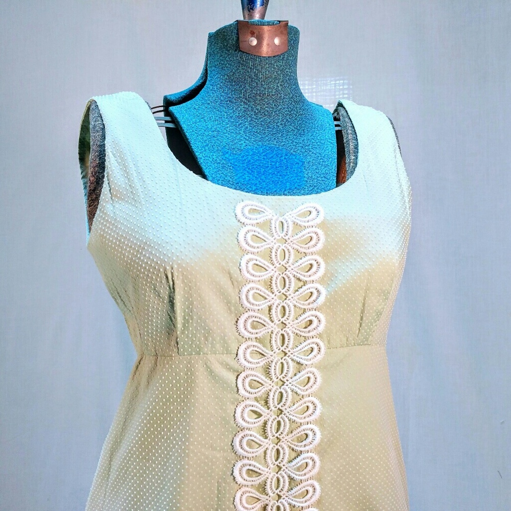 Vintage 1970s handmade green dotted swiss maxi