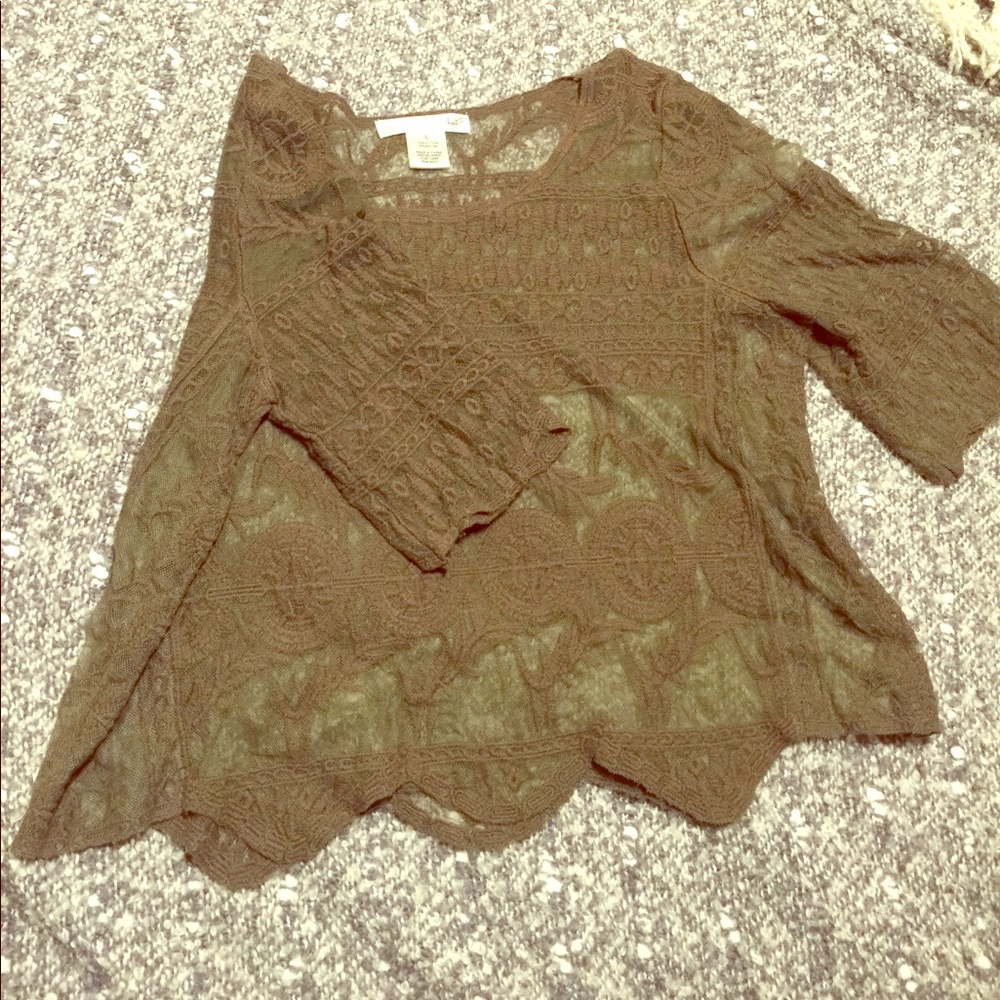 Green Lace Crop Top. Size Large.