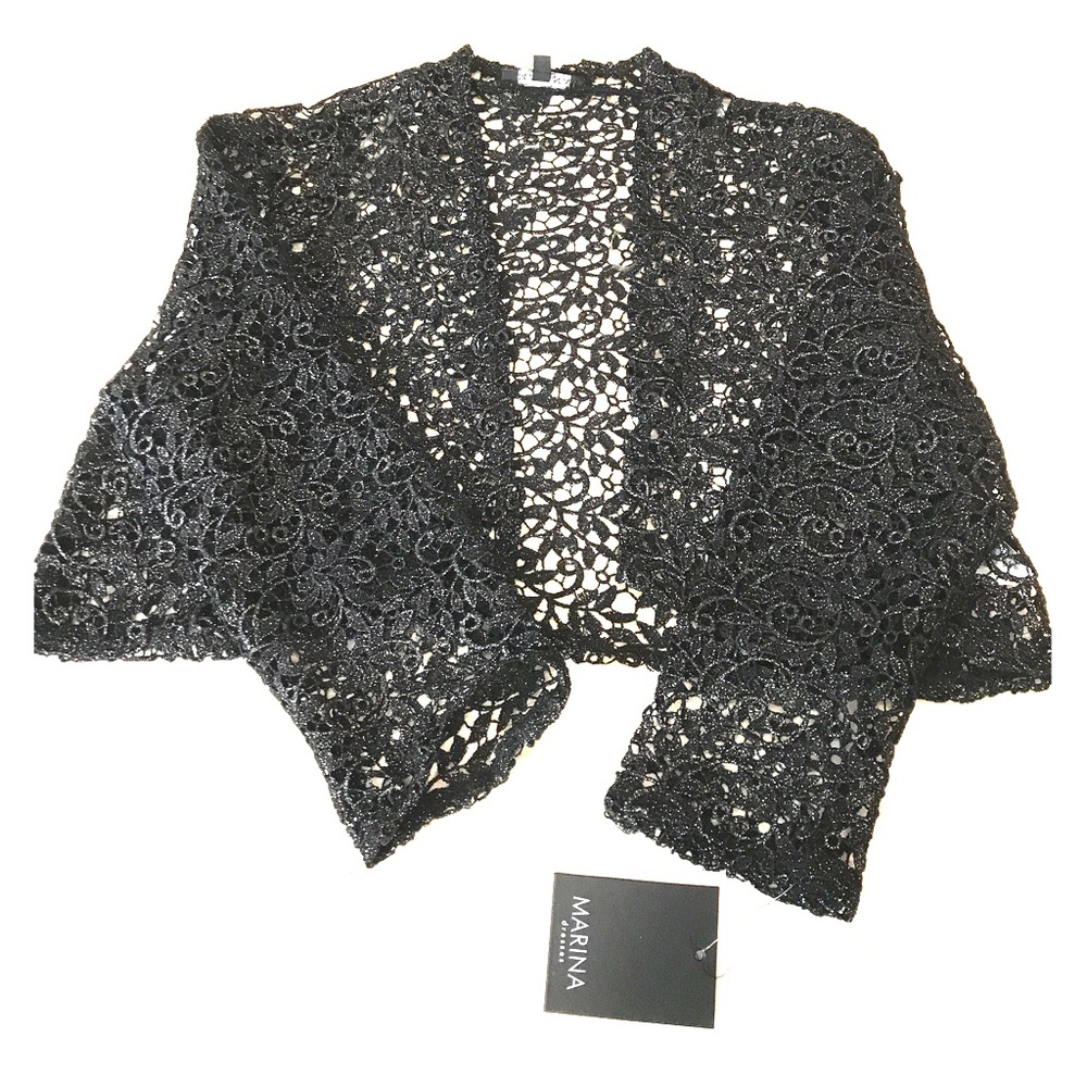 NWT Shimmery Black Lace Marina Cardigan