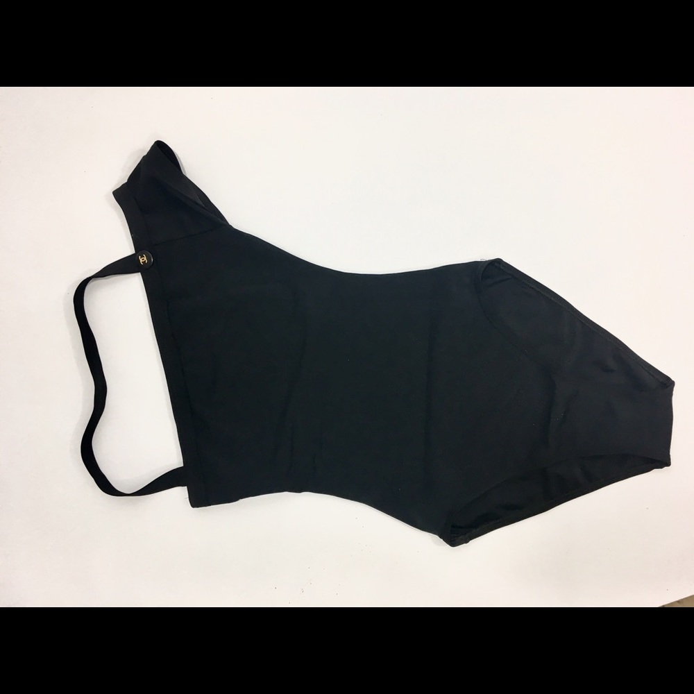 Black CHANEL one-piece swimsuit