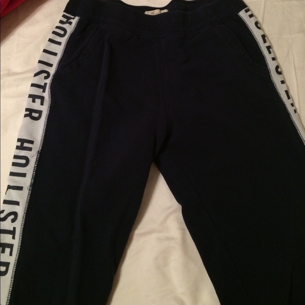 Navy blue and white Hollister sweatpants
