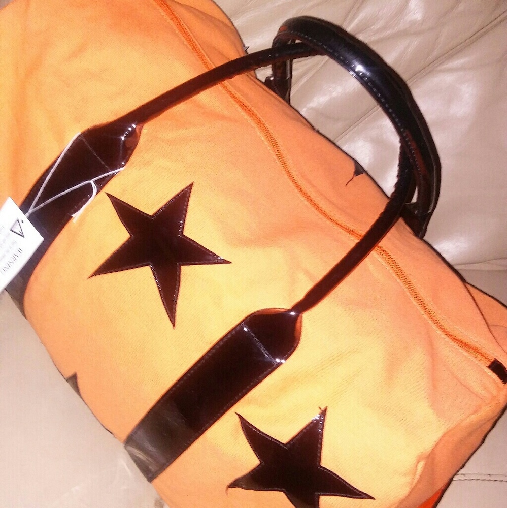 Large Beautiful Orange and Black Canvas Bag