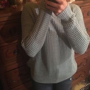 Cable knit mint green sweater