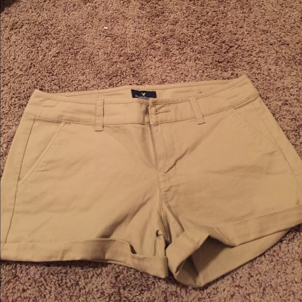 Khaki AE Midi Shorts
