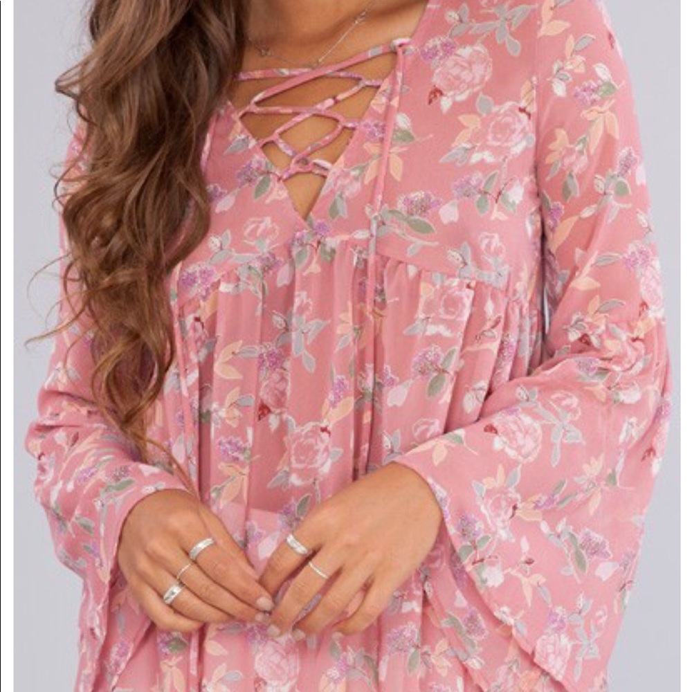 Floral bell sleeve top