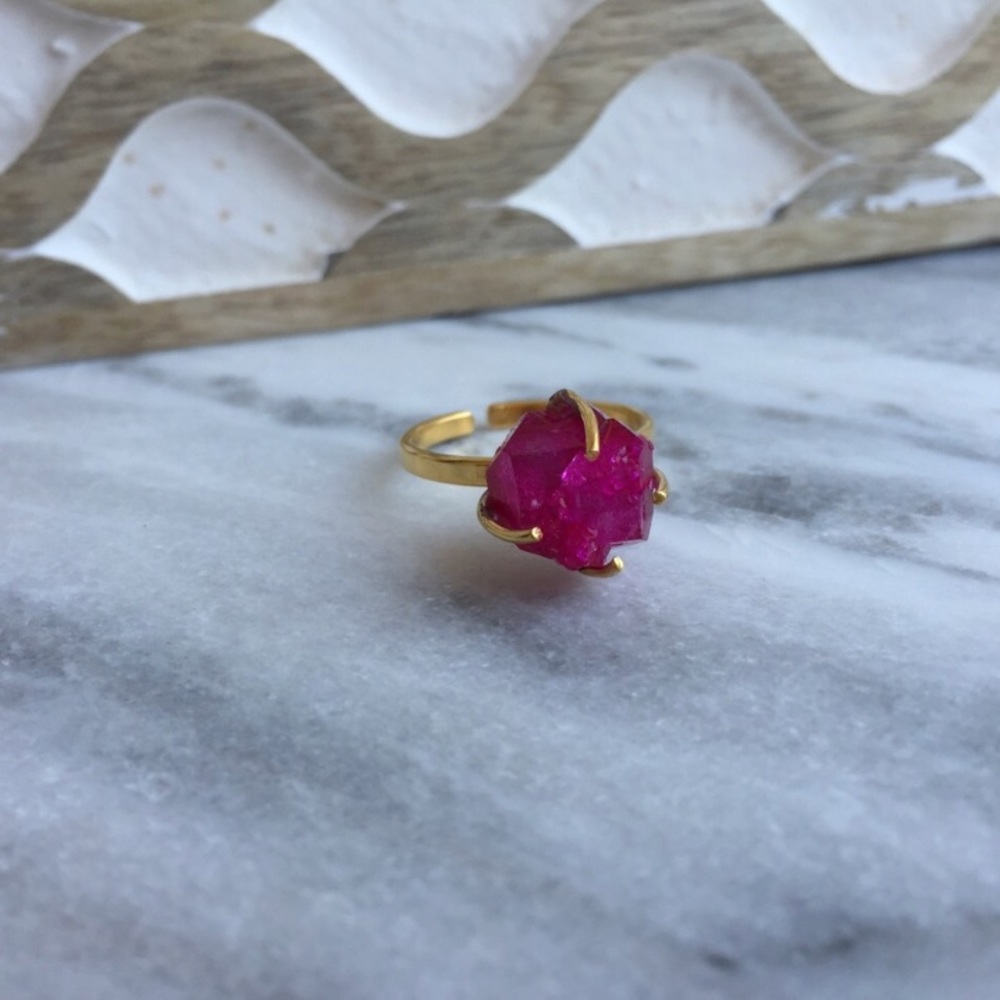 Last 1! 🌟Pink Agate Gemstone Ring - Picture 2 of 3