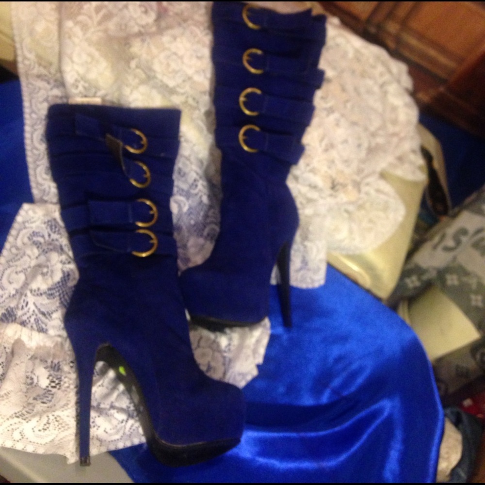 Blue tall boots