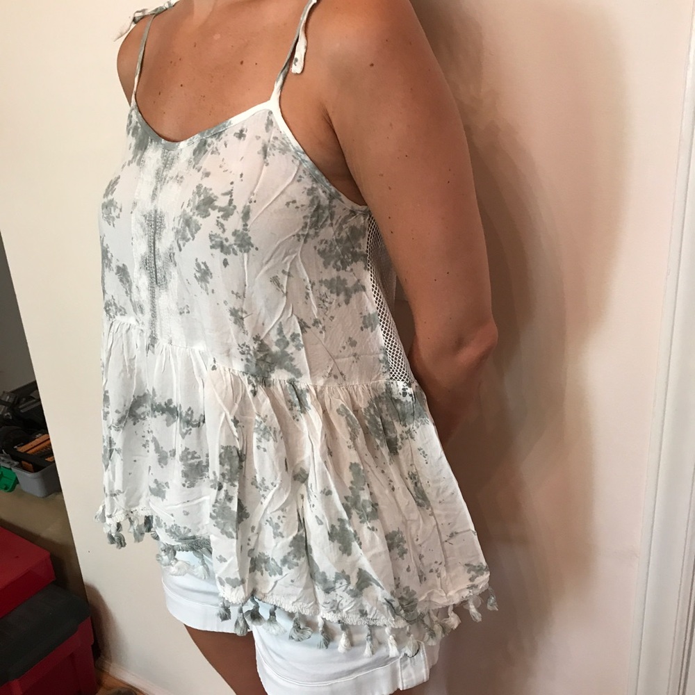 💋Soft fabric tassel tank with mesh back 💋