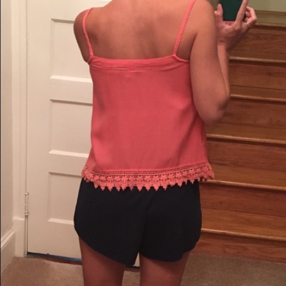 Coral top with lace detail on bottom size 2-4 - Picture 4 of 4